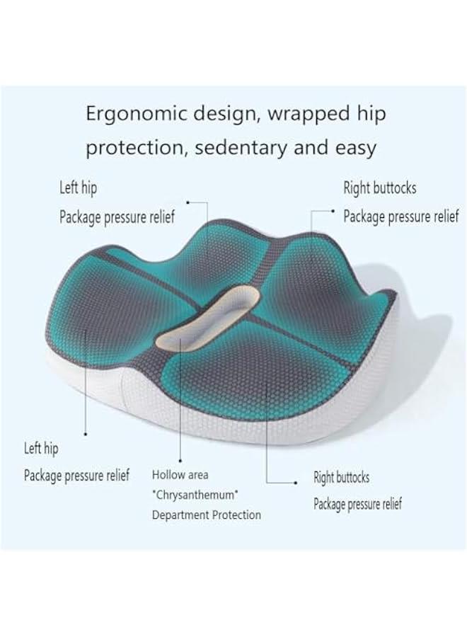 ميكسد Large Memory Seat Cushion for Desk Chair, Non-Slip 3D Office Chair Cushions for Pressure Relief Sciatica & Tailbone Back Pain Relief, Ergonomic Pillow Memory Foam Coccyx Pad for Office Home Car (Gre - Image 2