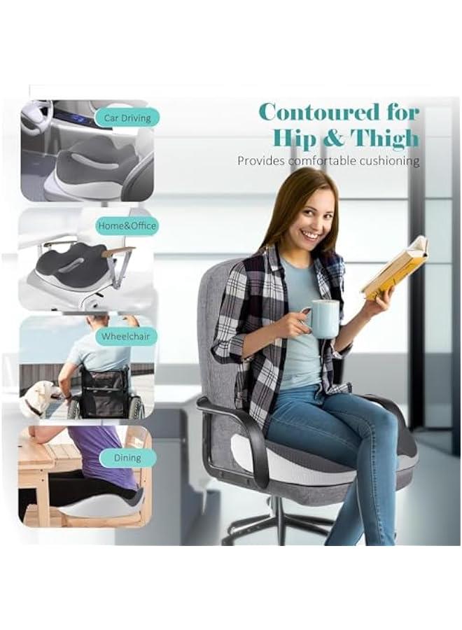 ميكسد Large Memory Seat Cushion for Desk Chair, Non-Slip 3D Office Chair Cushions for Pressure Relief Sciatica & Tailbone Back Pain Relief, Ergonomic Pillow Memory Foam Coccyx Pad for Office Home Car (Gre - Image 5