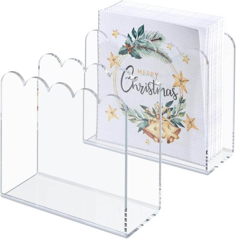 SILUT 2 Pack Clear Napkin Holder for Table, Acrylic Napkins Holder, Napkin Dispenser for Kitchen, Cocktail Napkin Holder for Restaurant, Bar napkin holder, Napkin Freestanding Holder - Image 1