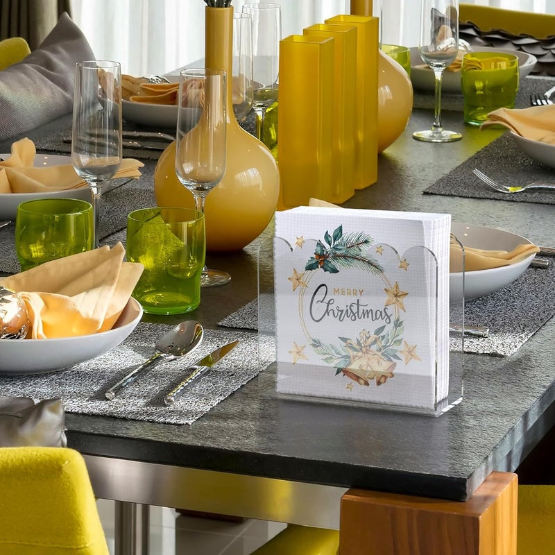 SILUT 2 Pack Clear Napkin Holder for Table, Acrylic Napkins Holder, Napkin Dispenser for Kitchen, Cocktail Napkin Holder for Restaurant, Bar napkin holder, Napkin Freestanding Holder - Image 2