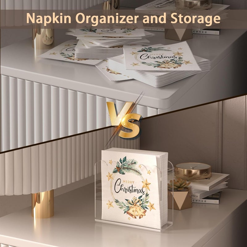 SILUT 2 Pack Clear Napkin Holder for Table, Acrylic Napkins Holder, Napkin Dispenser for Kitchen, Cocktail Napkin Holder for Restaurant, Bar napkin holder, Napkin Freestanding Holder - Image 3