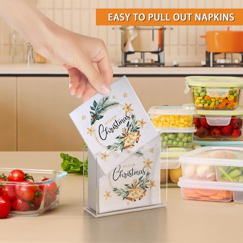 SILUT 2 Pack Clear Napkin Holder for Table, Acrylic Napkins Holder, Napkin Dispenser for Kitchen, Cocktail Napkin Holder for Restaurant, Bar napkin holder, Napkin Freestanding Holder - Image 4