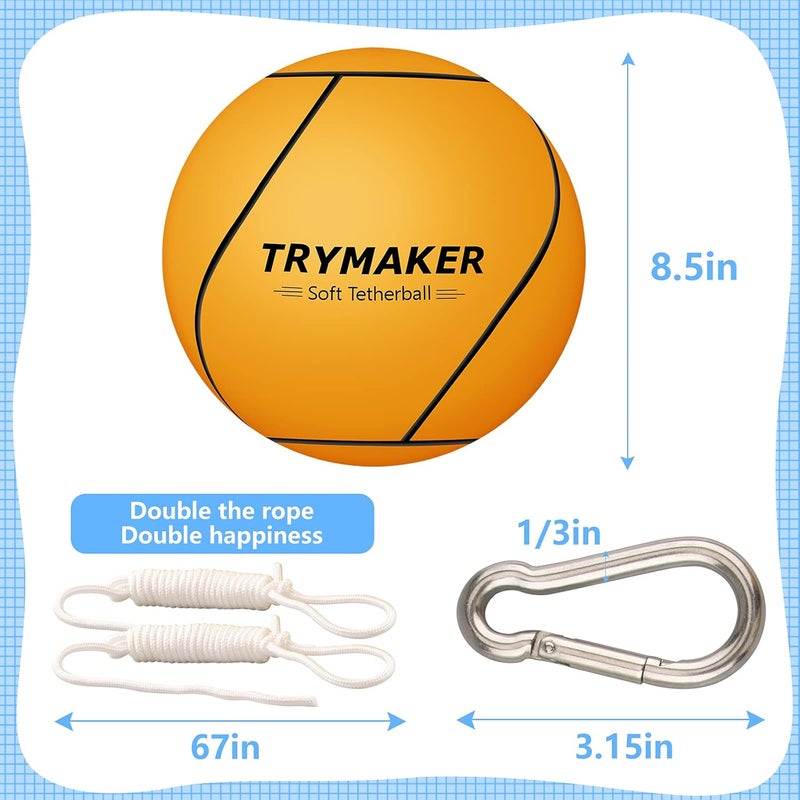 Trymaker Store Tetherball, Tether Balls and Rope Set, Replacement Tetherball for Adults Backyard Outdoors - Image 5