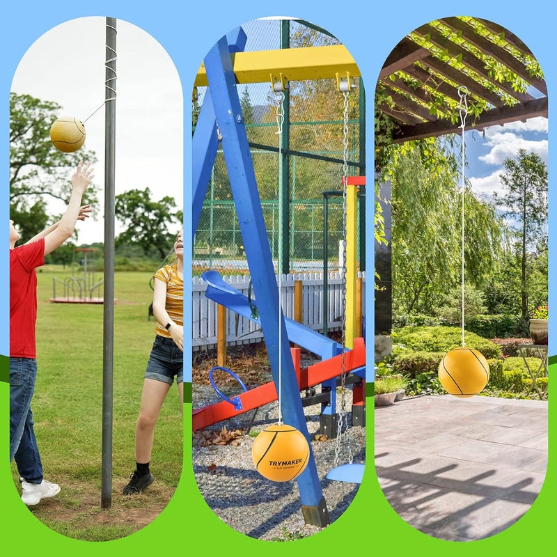 Trymaker Store Tetherball, Tether Balls and Rope Set, Replacement Tetherball for Adults Backyard Outdoors - Image 2