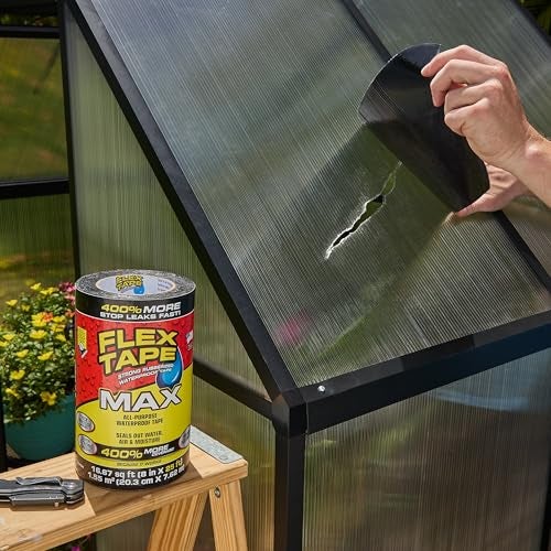 FLEX TAPE شريط فليكس، ماكس، شريط مطاطي سميك مرن مقاوم للماء - لسد وإصلاح التسريبات، يعمل تحت الماء، داخلي وخارجي - إصلاحات المنزل، سقف RV وحمام السباحة، شفاف، 4 بوصة × 25 قدم، عبوة من 1 - Image 4