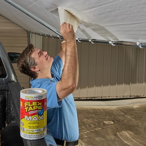 FLEX TAPE شريط فليكس، ماكس، شريط مطاطي سميك مرن مقاوم للماء - لسد وإصلاح التسريبات، يعمل تحت الماء، داخلي وخارجي - إصلاحات المنزل، سقف RV وحمام السباحة، شفاف، 4 بوصة × 25 قدم، عبوة من 1 - Image 3