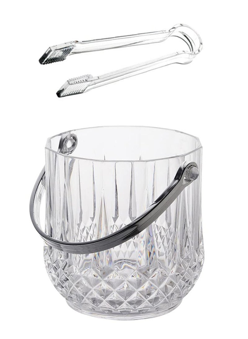 SYOSI Ice Bucket, 2pcs Portable Ransparent Crystal Ice Bucket with Ice Clips Large Capacity Drinks Bucket for Dining Room, Kitchen, Home  - Image 1