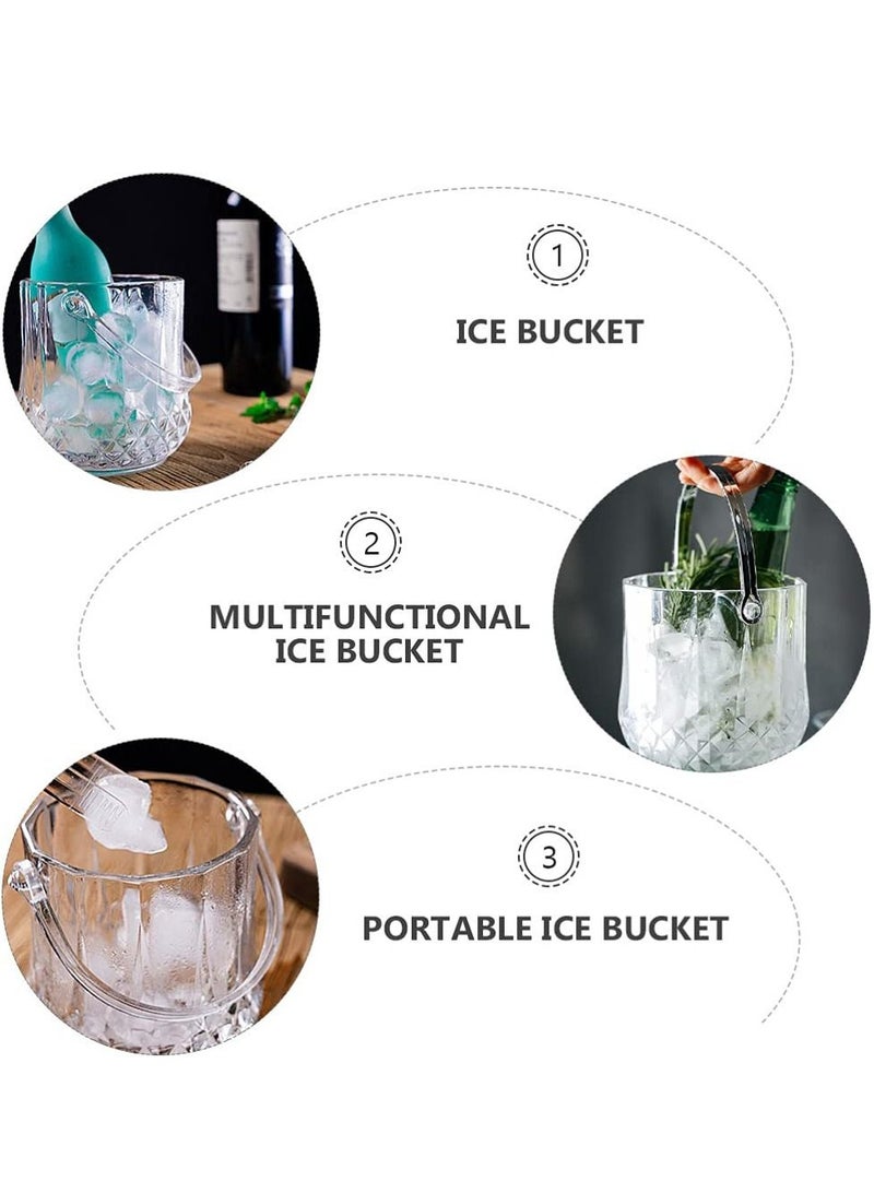 SYOSI Ice Bucket, 2pcs Portable Ransparent Crystal Ice Bucket with Ice Clips Large Capacity Drinks Bucket for Dining Room, Kitchen, Home  - Image 4