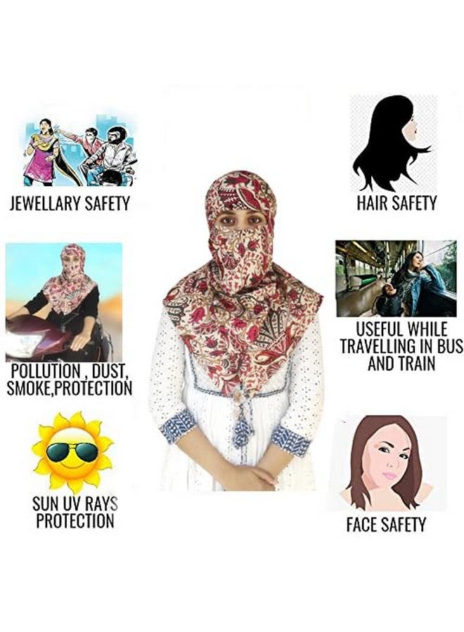Switchon Unisex Rayon Anti Pollution Full Face Tie Dye Scarf UV Sun Rays Protection Hijab Scarf For Women And Girls (Multicolor_Red) - Image 5
