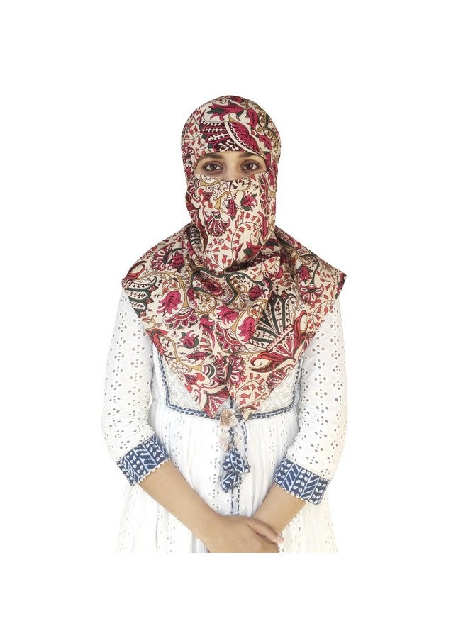 Switchon Unisex Rayon Anti Pollution Full Face Tie Dye Scarf UV Sun Rays Protection Hijab Scarf For Women And Girls (Multicolor_Red) - Image 1