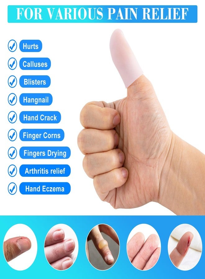 ANCIRS 20pcs Gel Finger Support Protector Caps Gloves, Gel Finger Cots/Covers, Silicone Fingertips for Hands Cracking, Eczema Skin, Trigger Finger Arthritis Pain Relief- White - Image 5