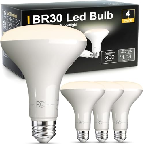 TJOY LED Flood Light Bulb Recessed Ceiling Bulb BR30 65W Equivalent Efficient 9W Dimmable E26 Neutral White 4000K 10 Year 800 Lumens 80CRI 4 Pack LED Ceiling Light for Kitchen Living Room - Image 1