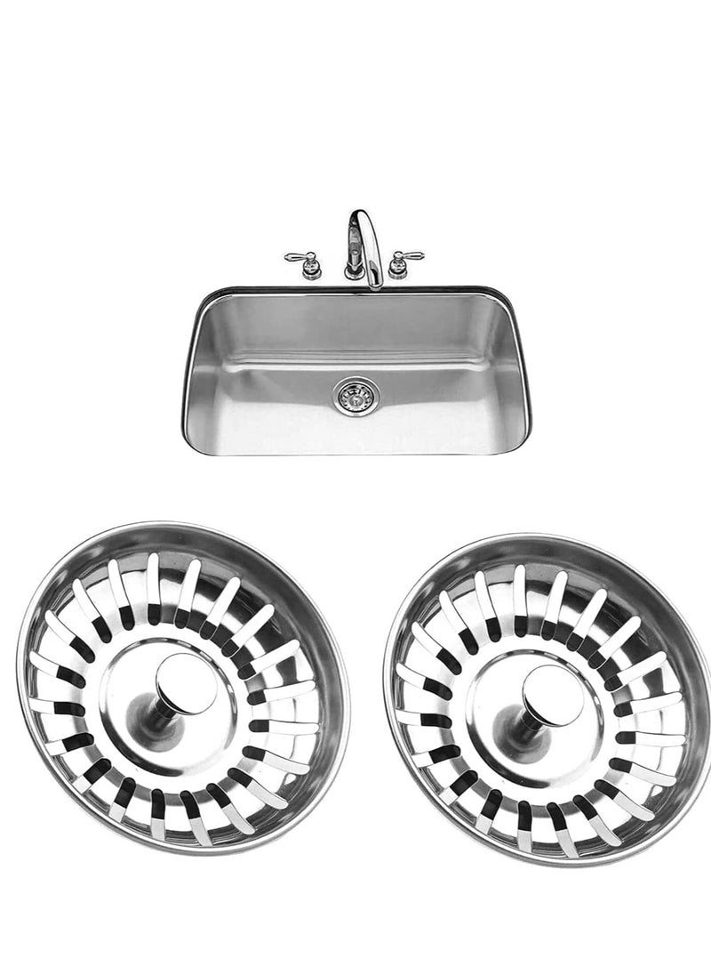 SYOSI Stainless Steel Kitchen Sink Filter Plug Garbage Basket Cover 78 mm Diameter Drain 2 pcs  - Image 1