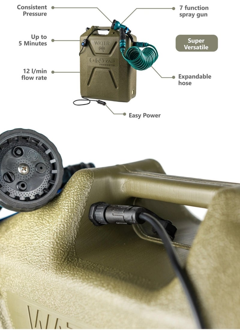 ARB - Ontap Portable Shower 22L & 12V - Green Edition - 7 Spray Modes - Perfect For Camping & Beach - Otsgre400 - Image 1