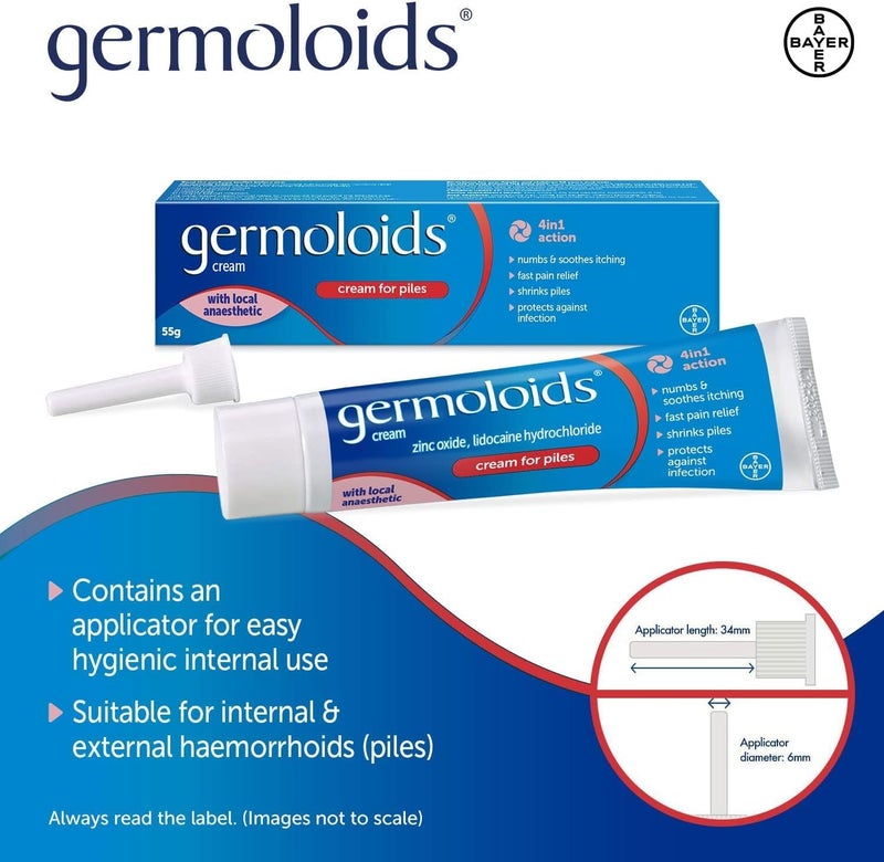 Germoloids Haemorrhoid Cream Piles Treatment with Anaesthetic to Numb the Pain Itch 55 g Pack of 1 Packing may vary - Image 4
