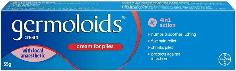Germoloids Haemorrhoid Cream Piles Treatment with Anaesthetic to Numb the Pain Itch 55 g Pack of 1 Packing may vary - Image 1