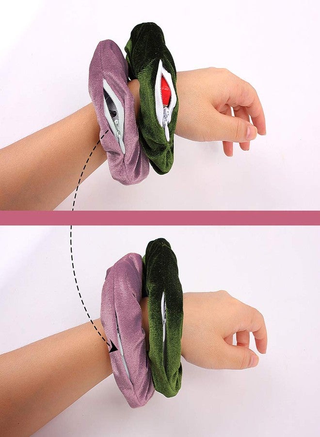 دينبري ربطات شعر مخملية فاخرة مع حقيبة بسحاب - ربطات شعر بجيب مخفي، ربطات شعر مطاطية ناعمة للنساء وأغراض فتيات Vsco (8 قطع B) - Image 4