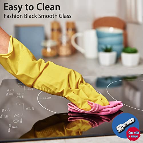 Karinear 2 Burners Electric Cooktop, 120v Plug in Ceramic Cooktop, 12 Inch Countertop & Built-in Electric Stove Top with Child Safety Lock, Timer, Over-Temperature Protection, Sensor Touch Control - Image 5