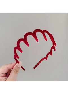 Velvet Wave Hairband for Women with Teeth Grip flocked wine red headband