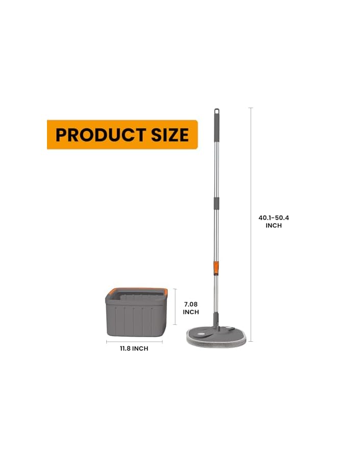 promass Spin Mop and Bucket Set, Large Flat Floor Mop with Self Wringer and Bucket System, Cleaning Mop Tools with 2 Reusable Microfiber Pads for Home - Image 3