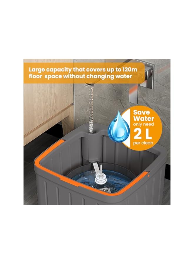 promass Spin Mop and Bucket Set, Large Flat Floor Mop with Self Wringer and Bucket System, Cleaning Mop Tools with 2 Reusable Microfiber Pads for Home - Image 4