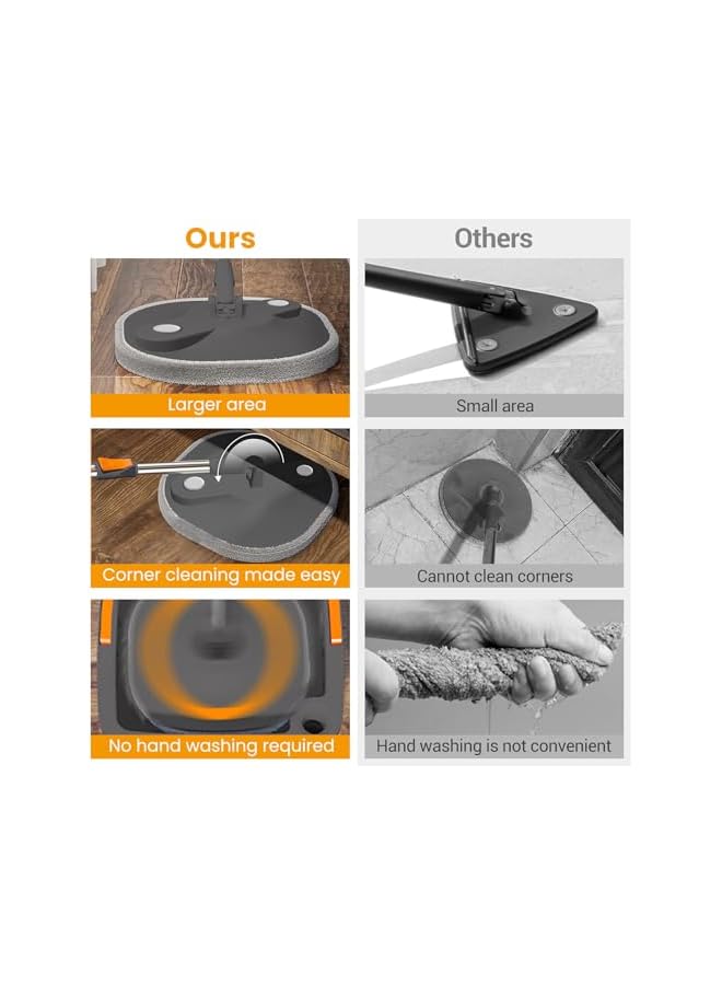 promass Spin Mop and Bucket Set, Large Flat Floor Mop with Self Wringer and Bucket System, Cleaning Mop Tools with 2 Reusable Microfiber Pads for Home - Image 5