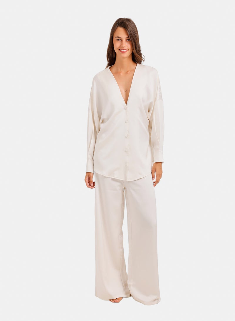 Carina Lace Back Pyjama Set - Image 1