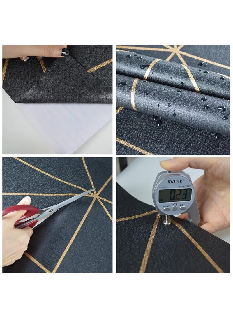 ورق حائط ذاتي اللصق مقاس 45 سم x 10 م، ديكور غرفة نوم المنزل وغرفة المعيشة، ورق حائط مقاوم للماء، ورق حائط مرئي ثلاثي الأبعاد من الذهب الأسود