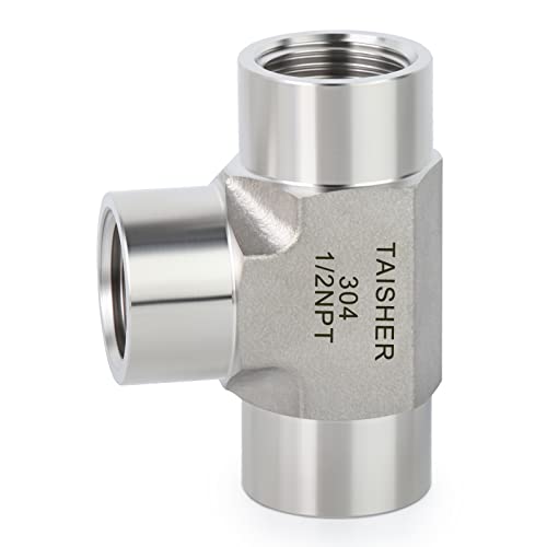 TAISHER 1PCS Forging of 304 Stainless Steel Tee Pipe Fittings, 1/2" x 1/2" x 1/2" NPT Female Pipe Fittings - Image 2