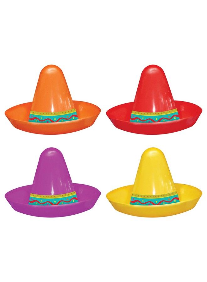 Amscan Assorted Mini Plastic Sombrero 2 1/2", Multicolor 8 Pcs. - Image 2