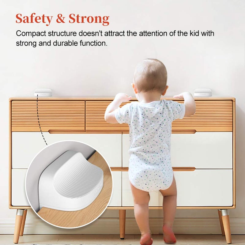 Eudemon Baby Safety Anti-Tip Furniture Anchor Straps, Furniture Anti-Tip Wall Holder for Children&Pets, Childproof Anti-tip Furniture Wall Anchors, Easy to Install (White, 2 Pack) - Image 4