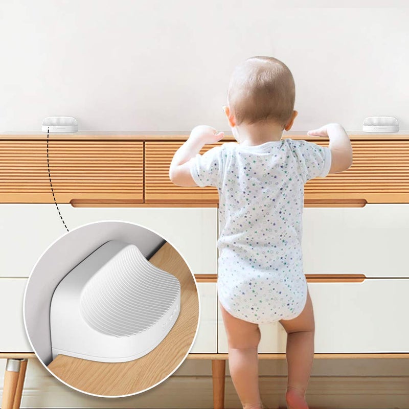 Eudemon Baby Safety Anti-Tip Furniture Anchor Straps, Furniture Anti-Tip Wall Holder for Children&Pets, Childproof Anti-tip Furniture Wall Anchors, Easy to Install (White, 2 Pack) - Image 1