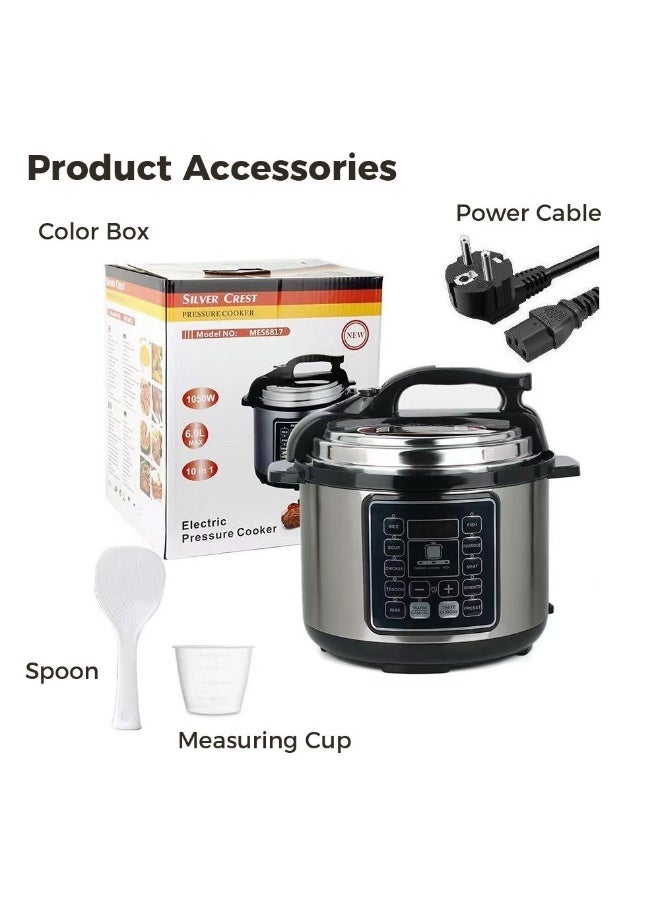 جليفار طنجرة ضغط رقمية - طنجرة متعددة قابلة للبرمجة - وظيفة الضغط السريع، إعدادات مسبقة بلمسة واحدة، مؤقت ذكي، قفل آمن للغطاء، مثالية للوجبات اليومية الصحية وتحضير الوجبات - Image 3