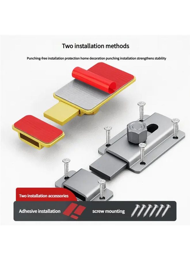 Grey No Drill Aluminum Alloy Door Lock 12cm Snap On Bolt For Cabinet Wardrobe - Image 5