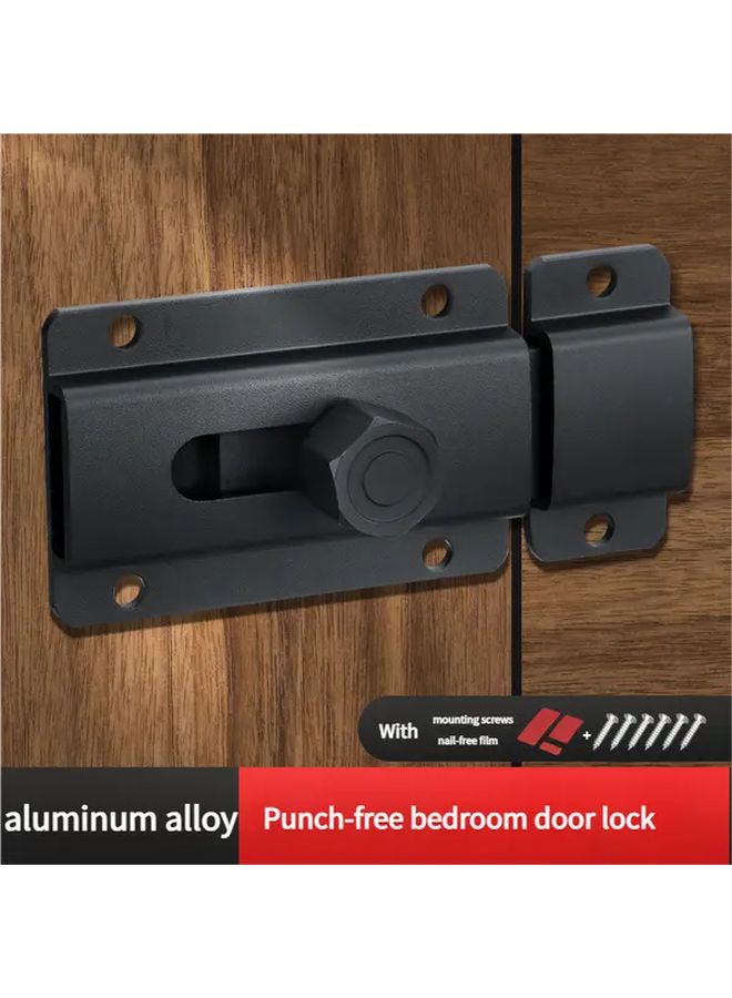 Grey No Drill Aluminum Alloy Door Lock 12cm Snap On Bolt For Cabinet Wardrobe - Image 2