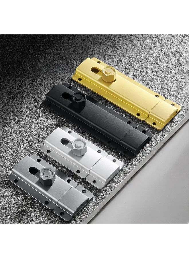 Grey No Drill Aluminum Alloy Door Lock 12cm Snap On Bolt For Cabinet Wardrobe - Image 3