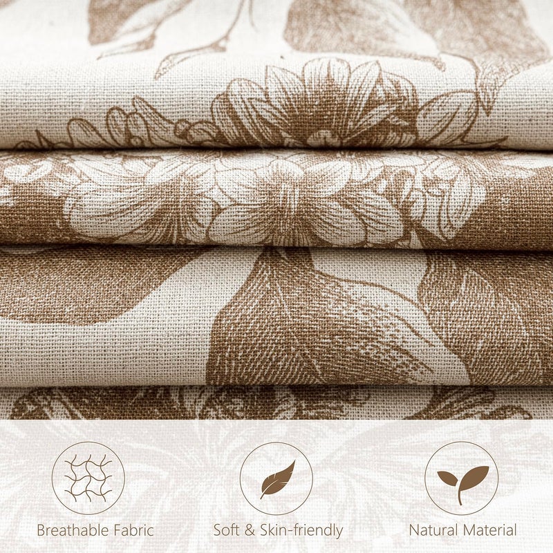 Foindtower Set of 2 Linen Floral Vintage Throw Pillow Covers Neutral Accent Decorative Cushion Covers Farmhouse Boho Home Decor for Sofa Chair Couch Bedroom Living Room,18Ã—18 Inch,Light Brown - Image 2