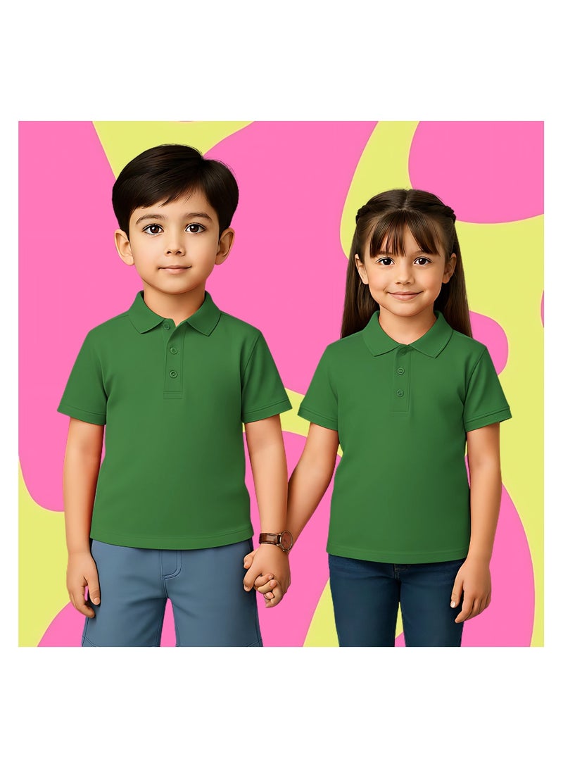 برينت شوب فور مي تيشيرت بولو أساسي للأطفال للجنسين 230 جرام أخضر - Image 3