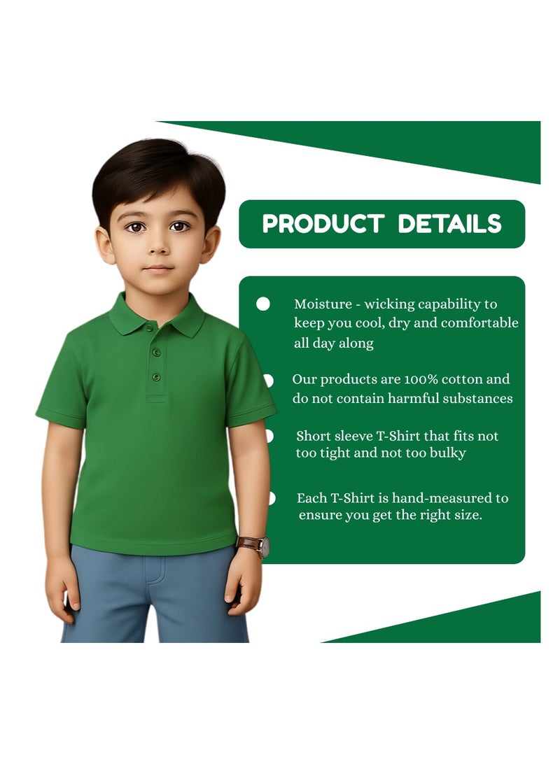 برينت شوب فور مي تيشيرت بولو أساسي للأطفال للجنسين 230 جرام أخضر - Image 4