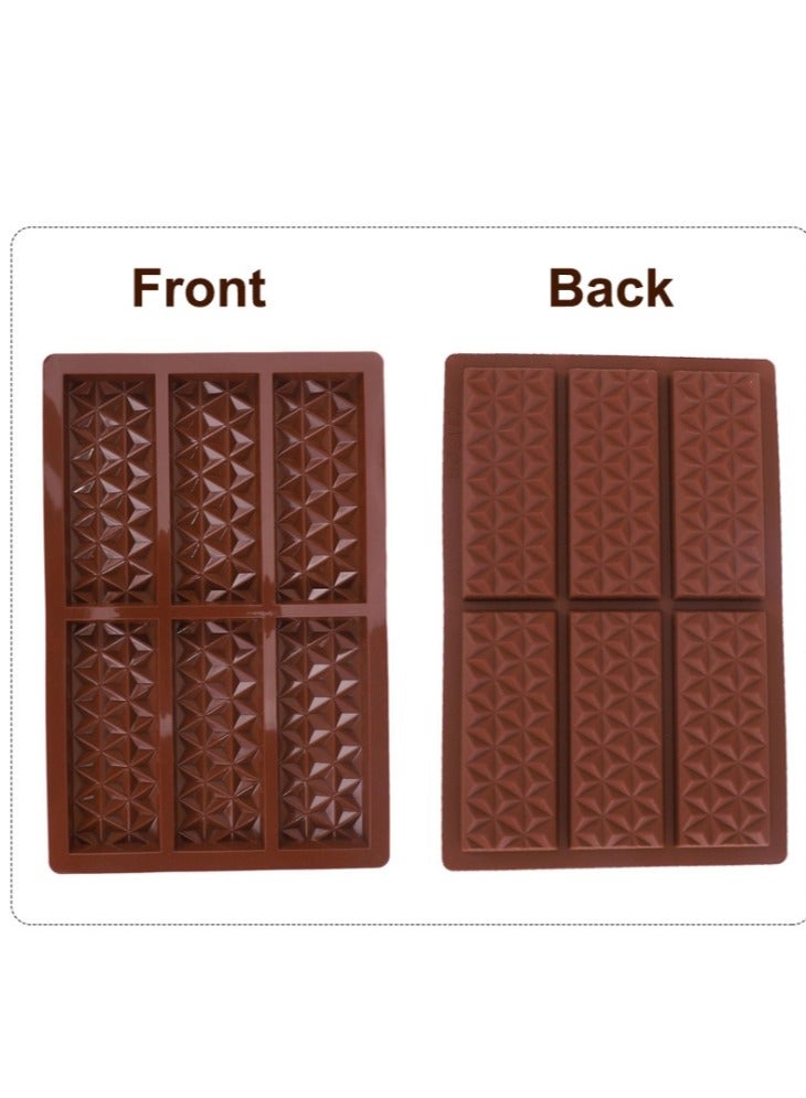 2 Packs Chocolate Bar Mold - Dubai Chocolate Bar Pistachio, Knafeh Pistachio Chocolate Bar Thick Silicone Tray, Diamond Candy Mould - Image 2