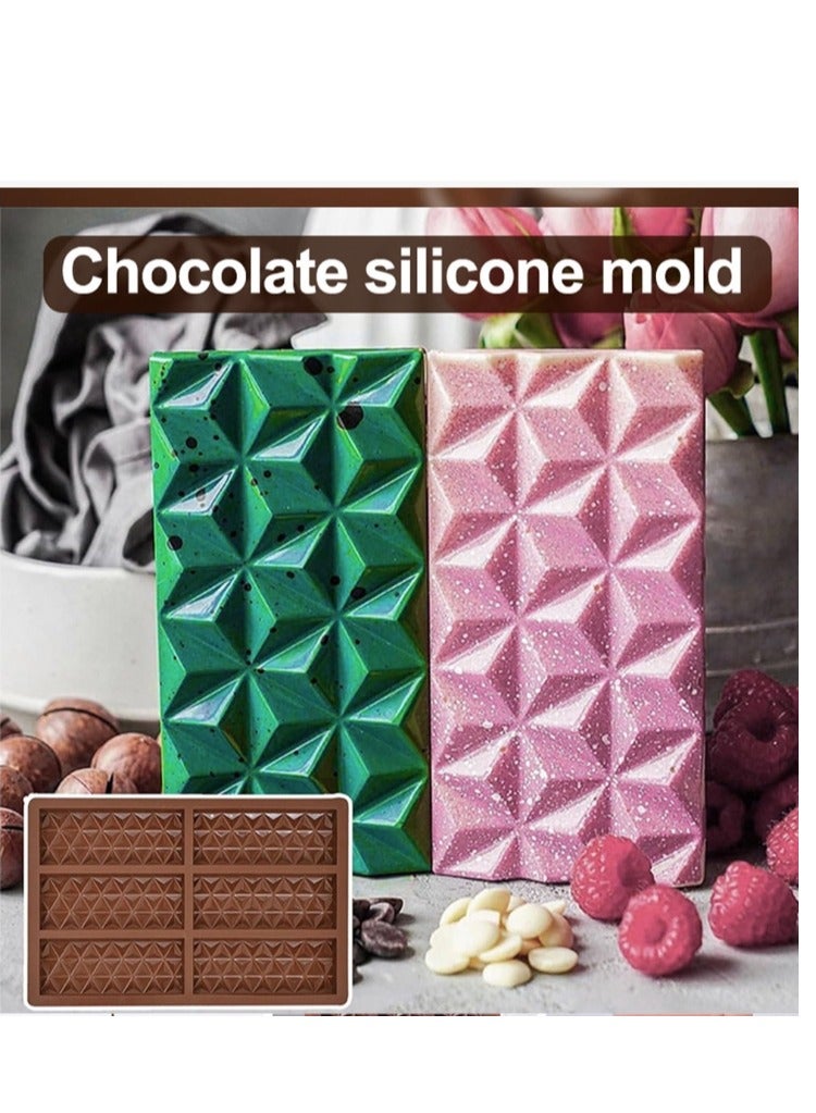 2 Packs Chocolate Bar Mold - Dubai Chocolate Bar Pistachio, Knafeh Pistachio Chocolate Bar Thick Silicone Tray, Diamond Candy Mould - Image 4