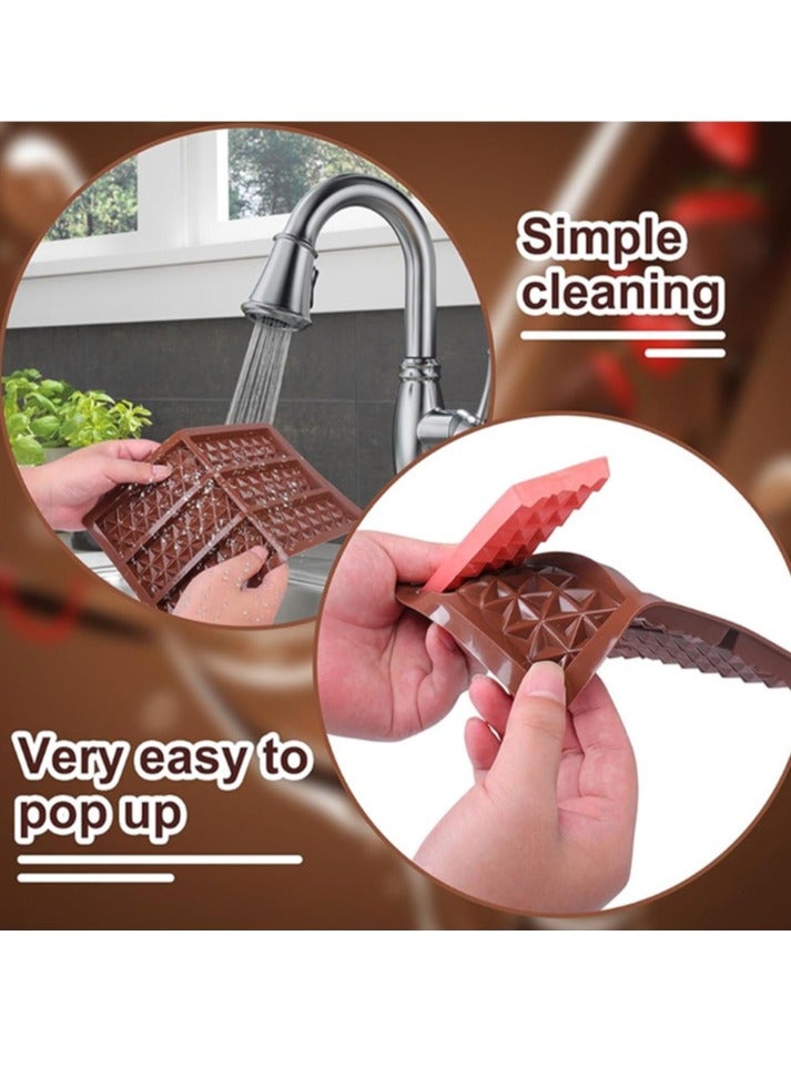 2 Packs Chocolate Bar Mold - Dubai Chocolate Bar Pistachio, Knafeh Pistachio Chocolate Bar Thick Silicone Tray, Diamond Candy Mould - Image 3