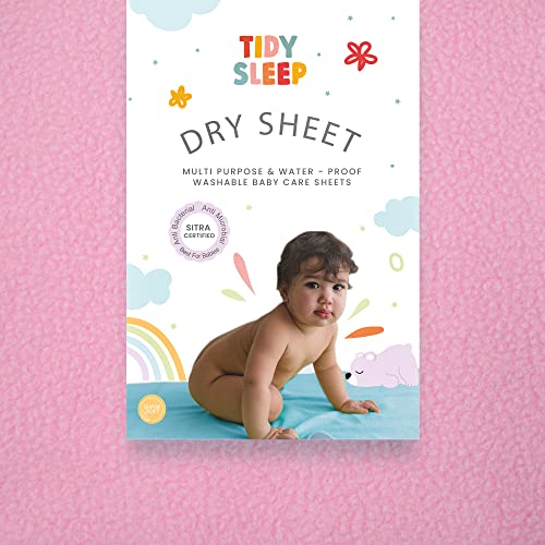 Tidy Sleep Instadry Anti-Piling Fleece Extra Absorbent Quick Dry Sheet for New Born Babies, Cotton Bed Protector Mattress Pack of 2 Blue-Pink Small (70x50) cm - Image 2