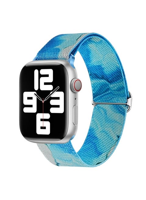 Replacement Strap For Apple Watch 5 40mm Painted Pattern Nylon Replacement Watch Band Ocean Blue