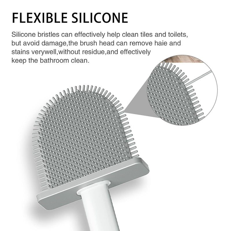 Zerolex Silicone Toilet Brush 2 Pack Silicone Toilet Brush and Holder Flat Head Brush for Toilet Rubber Toilet Brush Deep Cleaning Silicone Toilet Brush with Removable Bottom for Bathroom - Image 4