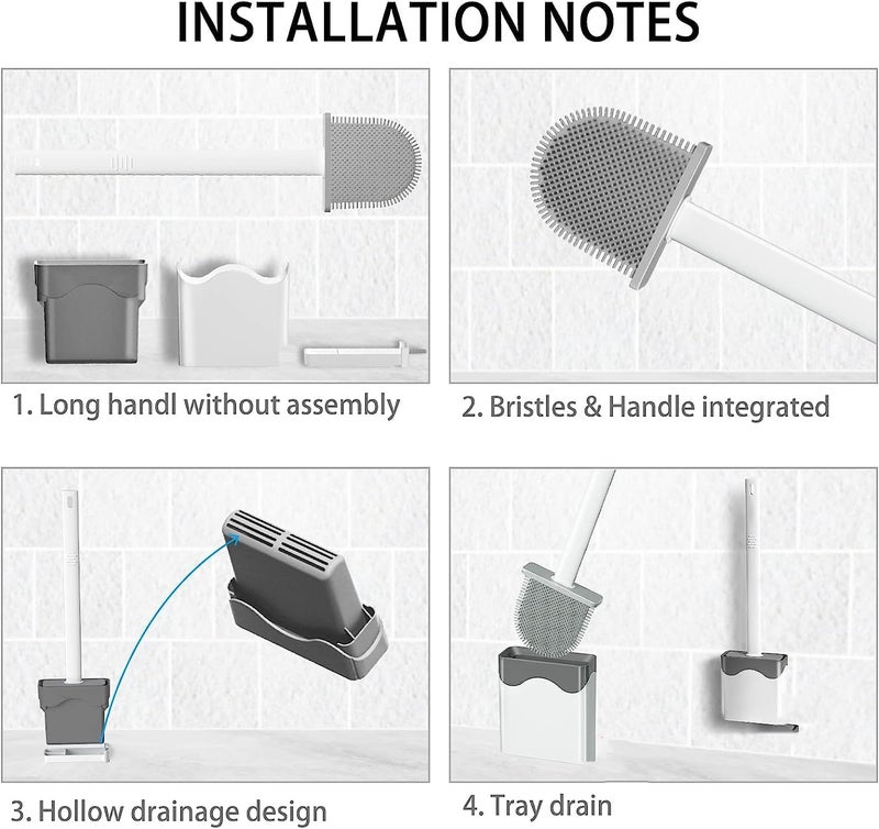 Zerolex Silicone Toilet Brush 2 Pack Silicone Toilet Brush and Holder Flat Head Brush for Toilet Rubber Toilet Brush Deep Cleaning Silicone Toilet Brush with Removable Bottom for Bathroom - Image 3