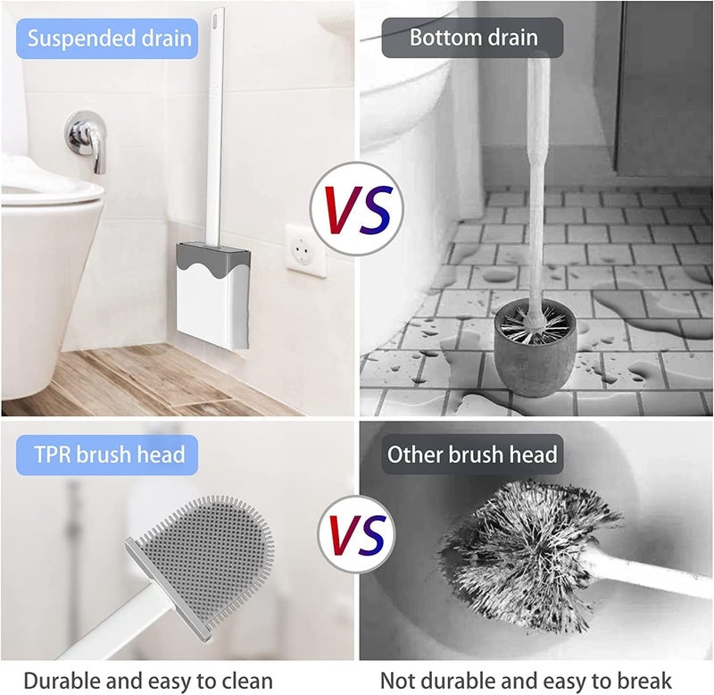 Zerolex Silicone Toilet Brush 2 Pack Silicone Toilet Brush and Holder Flat Head Brush for Toilet Rubber Toilet Brush Deep Cleaning Silicone Toilet Brush with Removable Bottom for Bathroom - Image 5