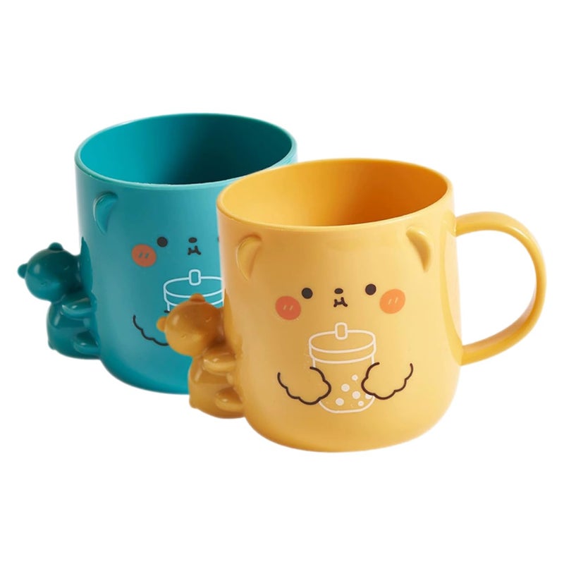 Cartoon Mouthwash Cups With Sturdy Handles Portable Toothbrush Tumblers Easy To Clean Random Colors - Image 2