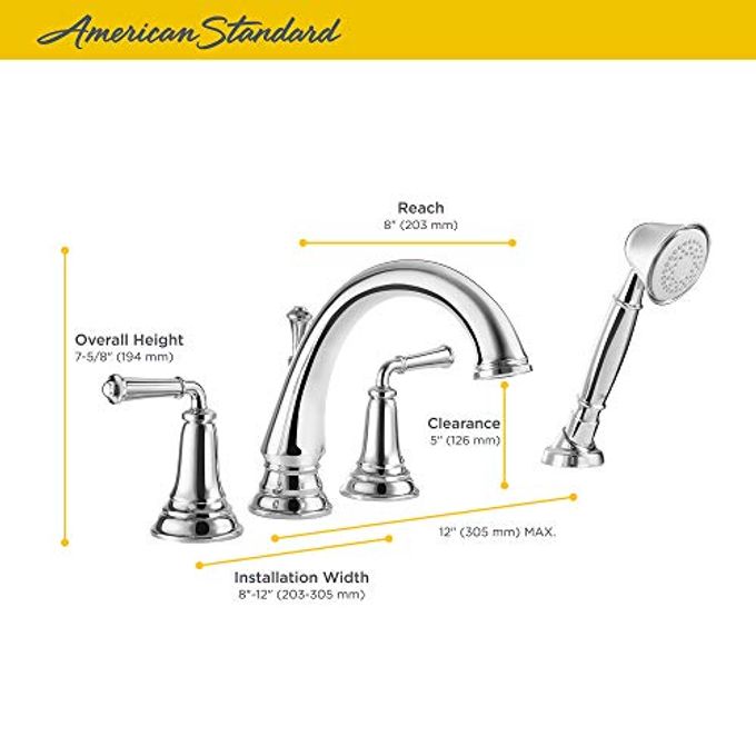 American Standard T052901.002 Delancey Roman Tub Faucet With Personal Shower, Polished Chrome - Image 3