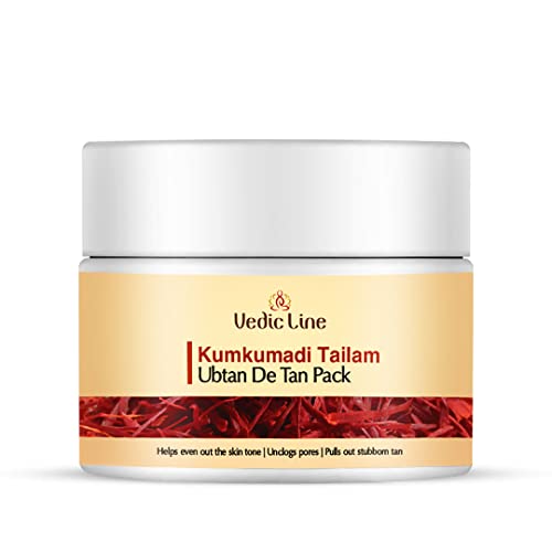Vedic Line Kumkumadi Tailam De Tan Ubtan, Fades Tan, Blemishes & Pigmentation With Sesame Seed Oil And Aloe Barbadensis Leaf Juice For Dewy Glow Skin, 100Ml - Image 1